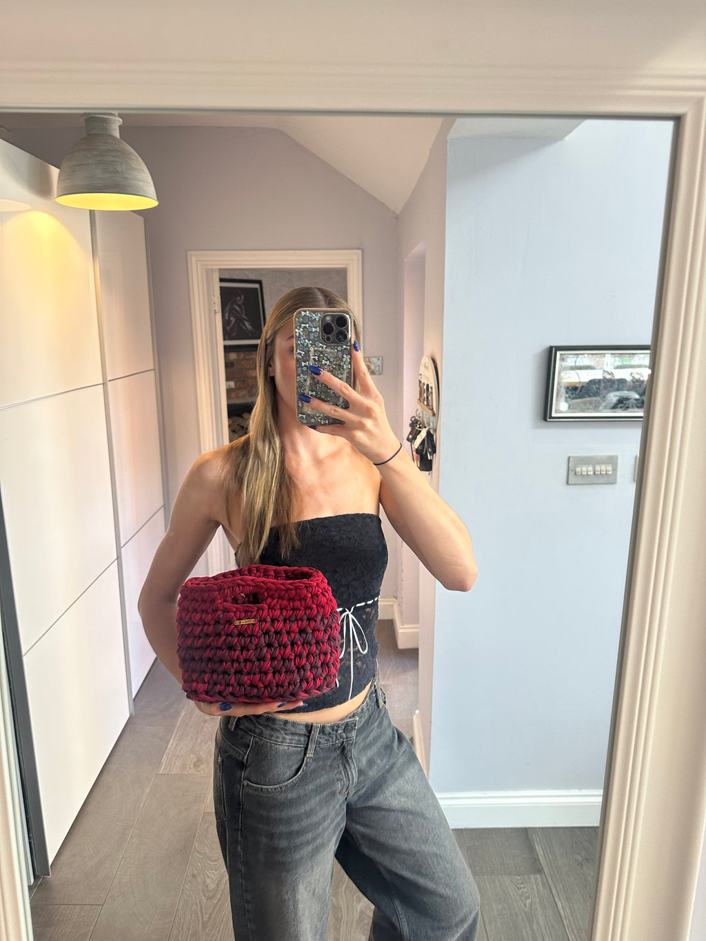 Rome Red/ Burgundy Large Handle Bag