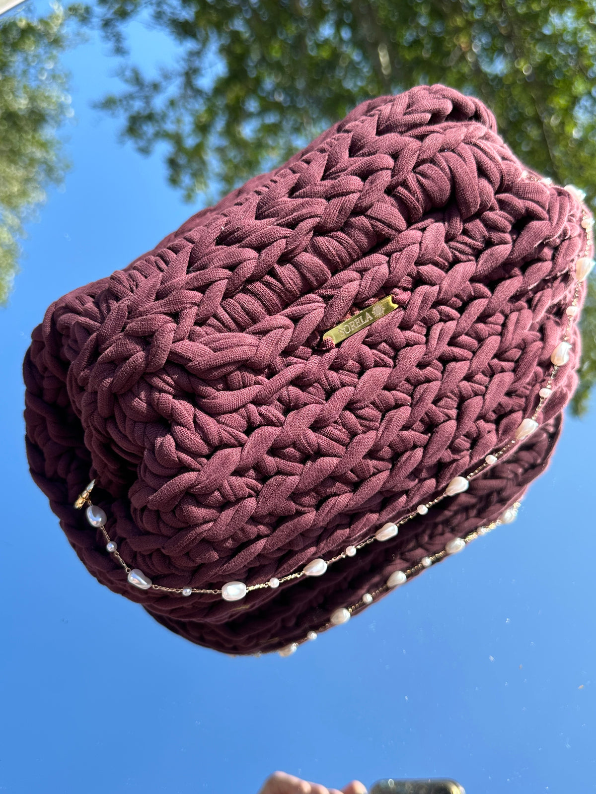 Milan Burgundy Pearl Clutch Bag