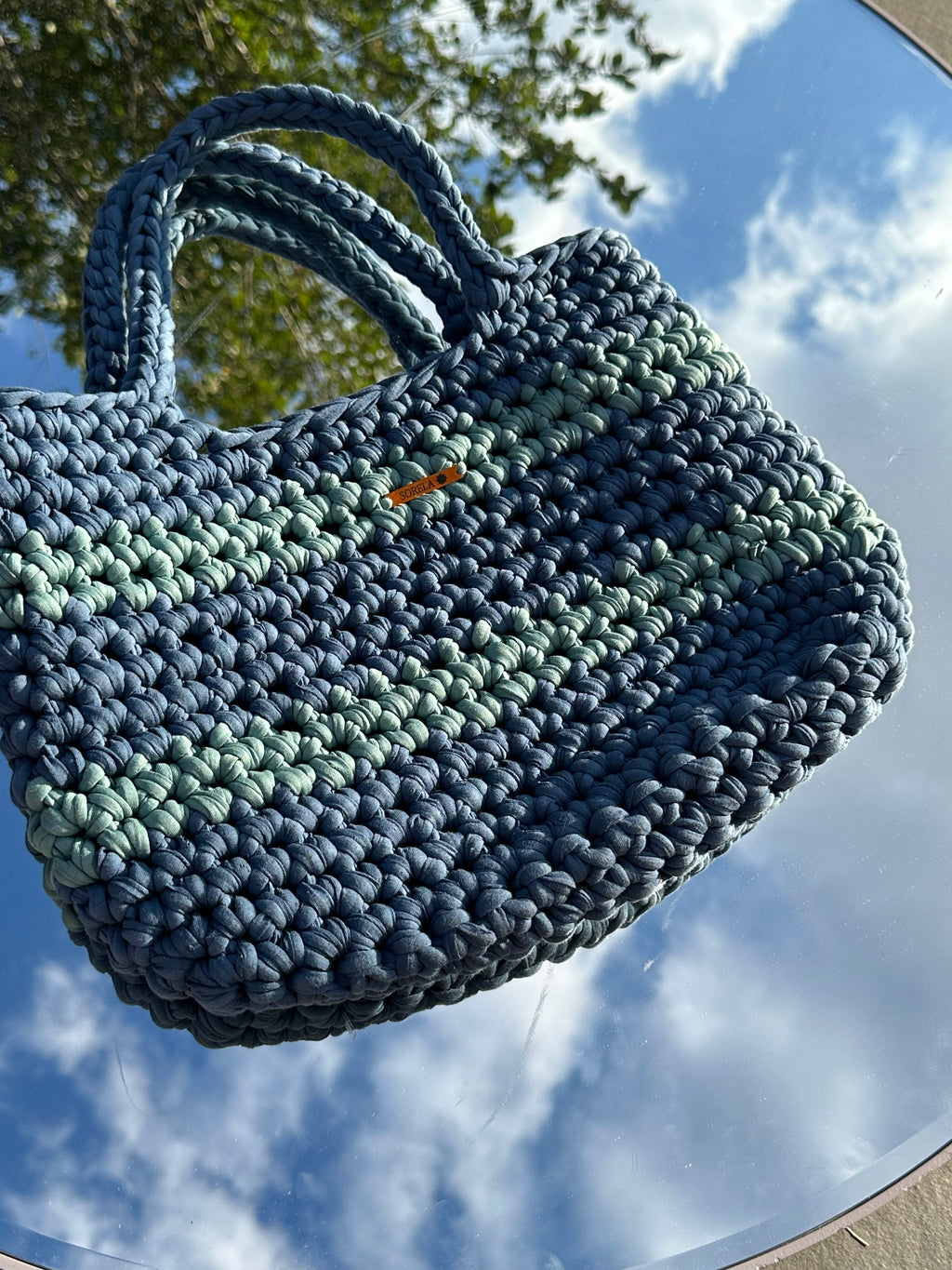 Florence Teal/ Blue Stripe Tote Bag