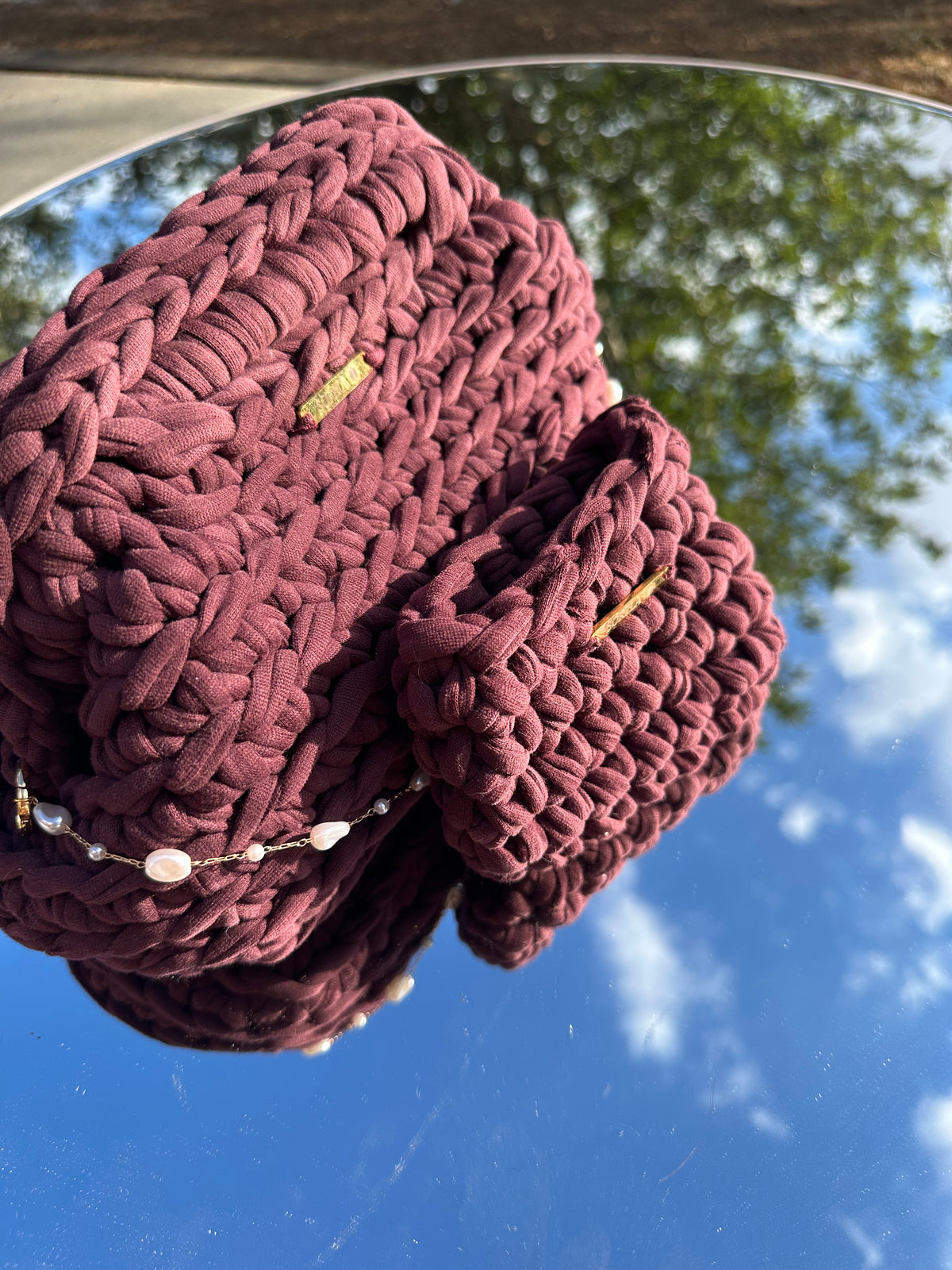 Milan Burgundy Pearl Clutch Bag
