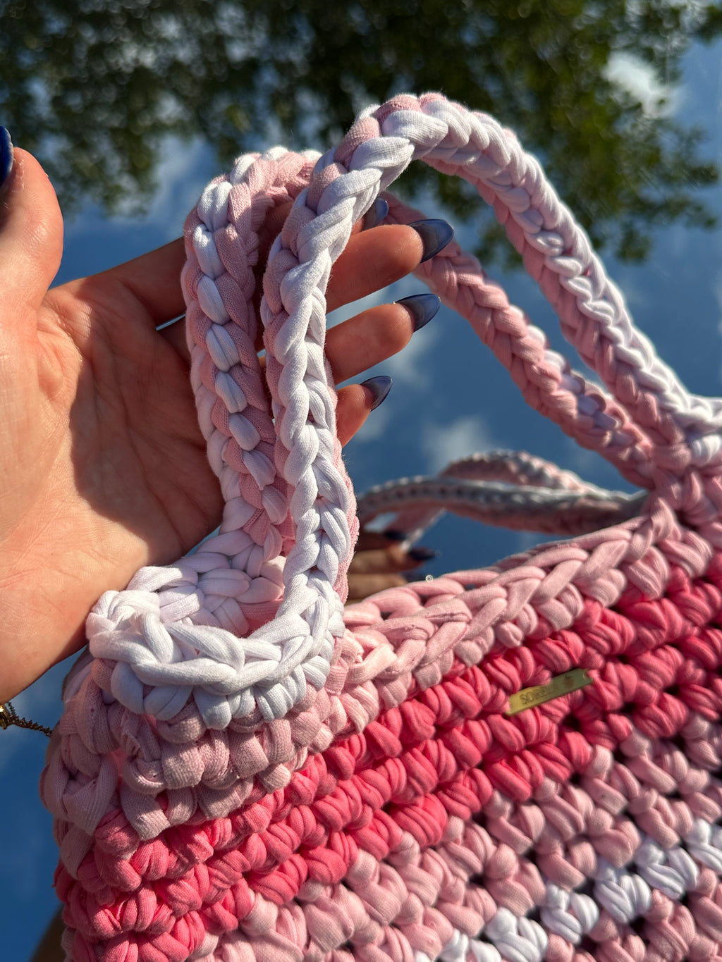 Venice Pink Stripe Tote Bag