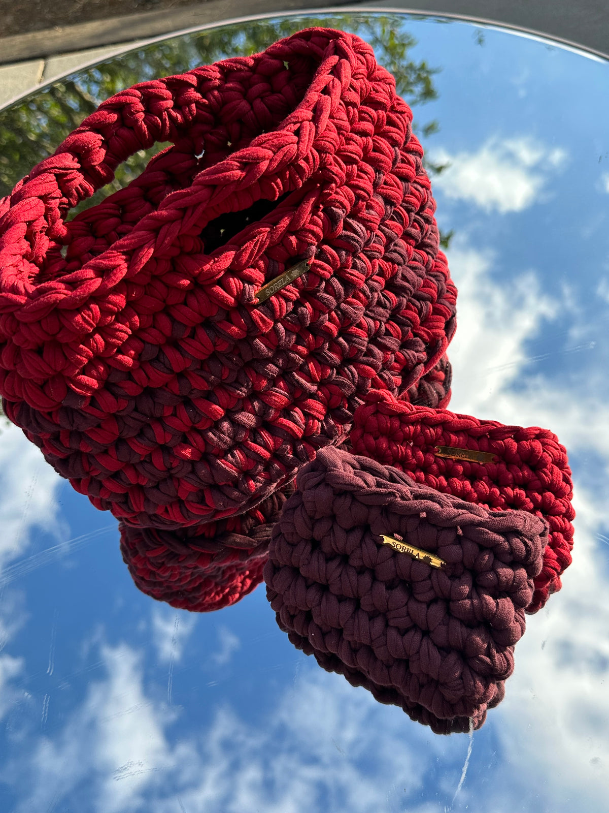 Rome Red/ Burgundy Large Handle Bag