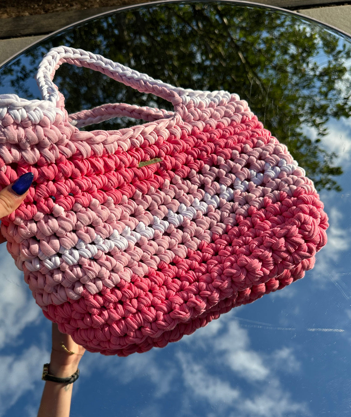 Venice Pink Stripe Tote Bag
