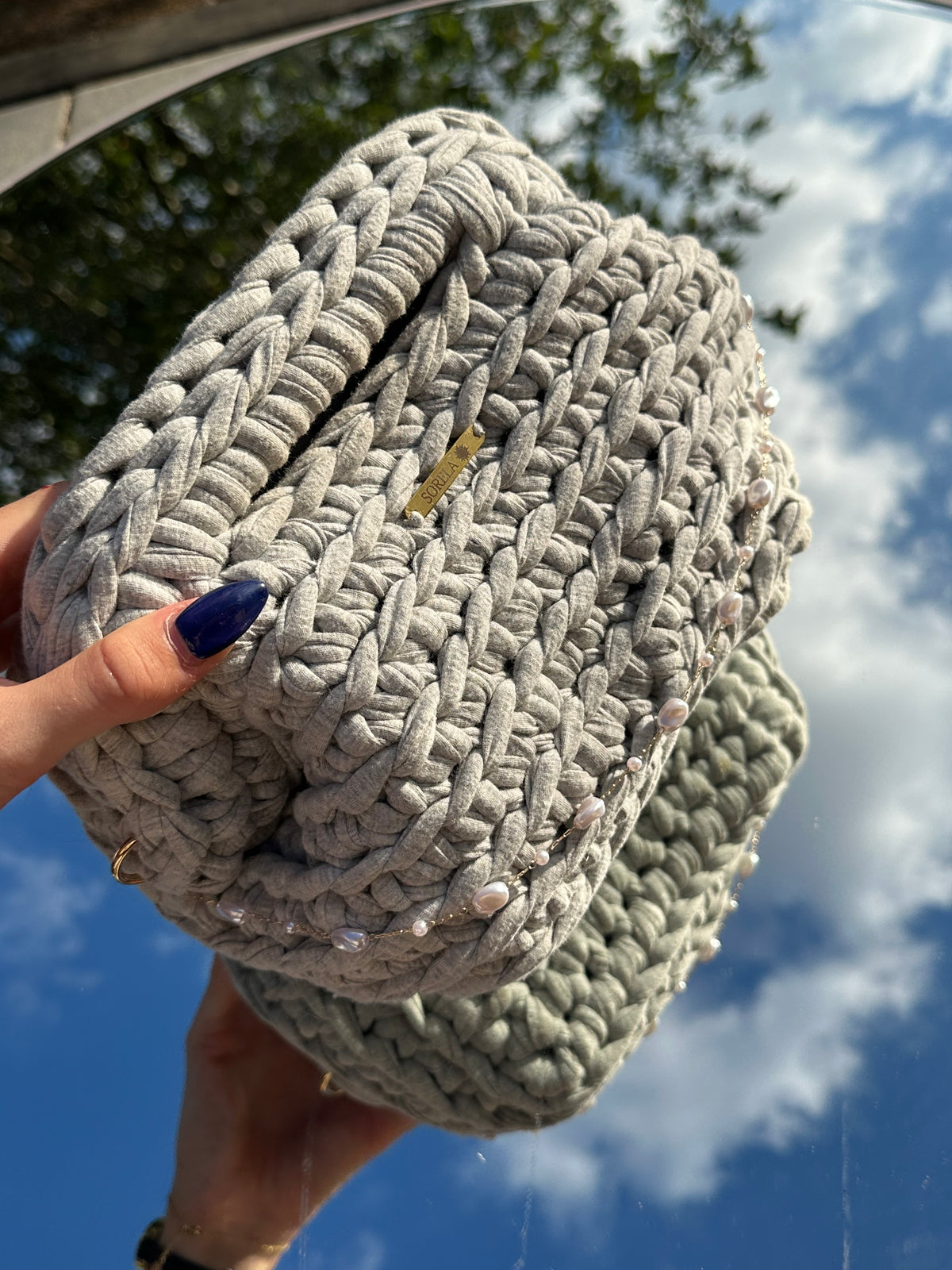 Milan Grey Pearl Clutch Bag