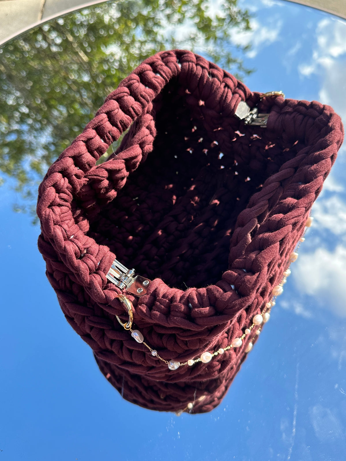 Milan Burgundy Pearl Clutch Bag