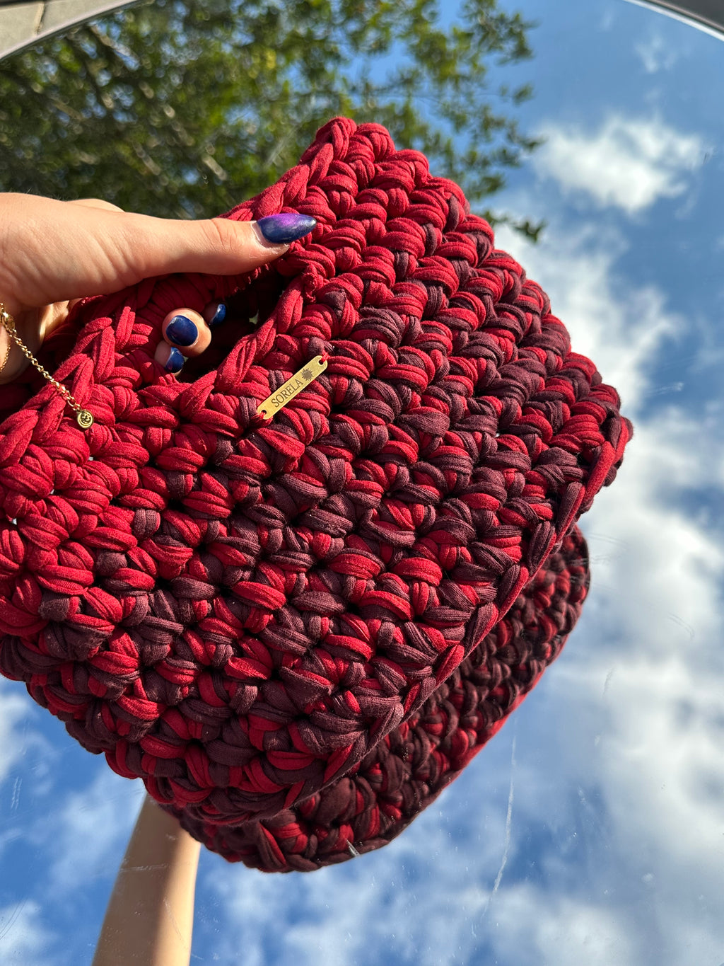 Rome Red/ Burgundy Large Handle Bag