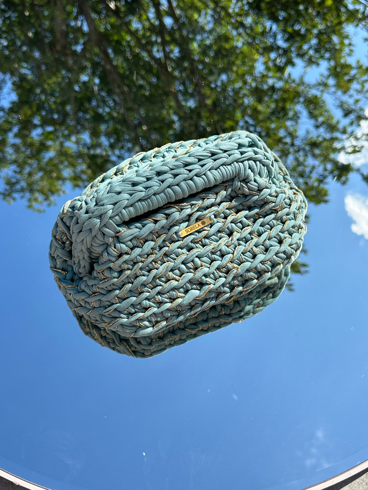 Florence Teal/ Gold Clutch Bag