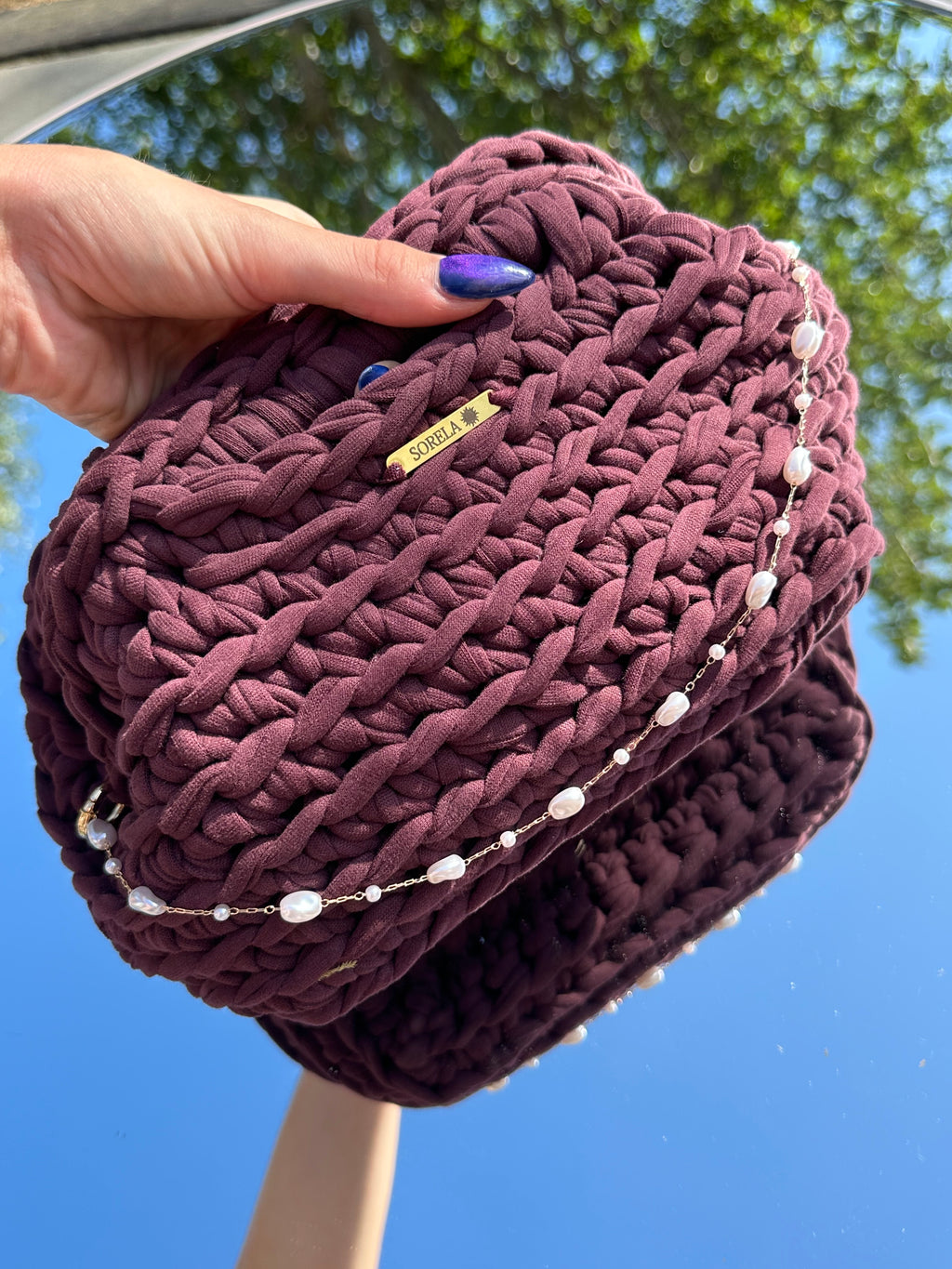 Milan Burgundy Pearl Clutch Bag