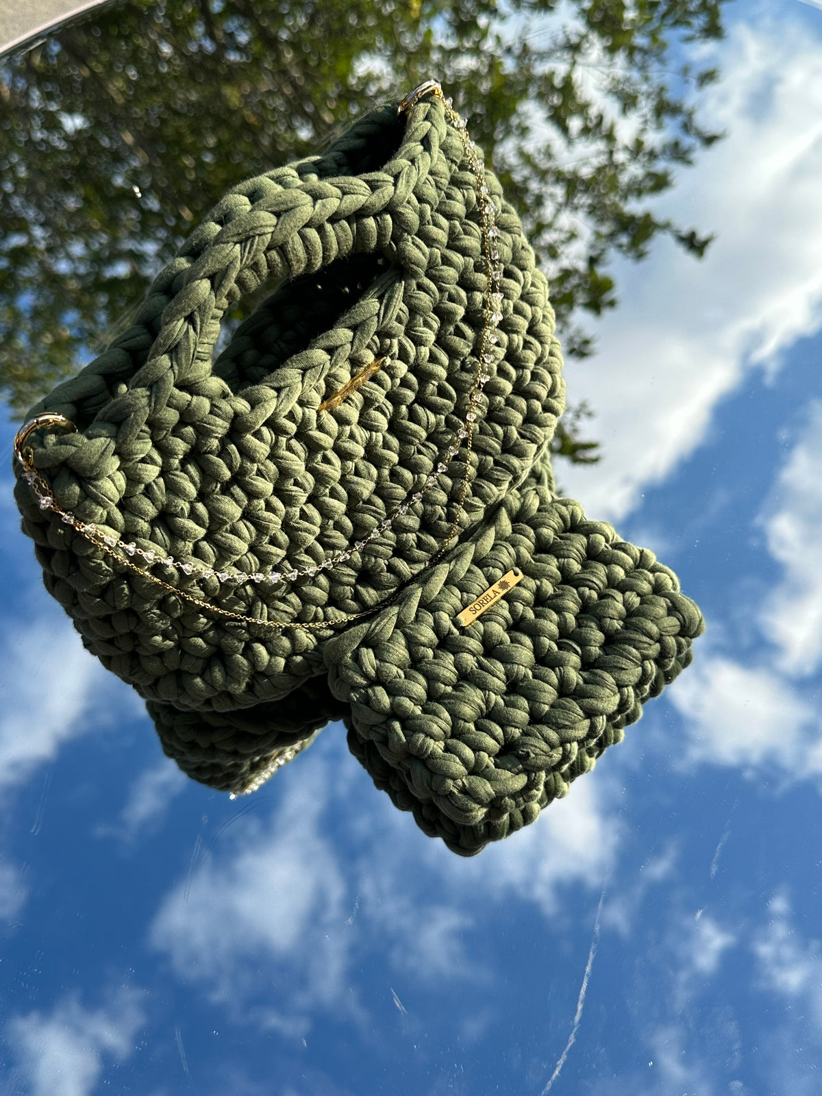 Rome Green Crystal Handle Bag