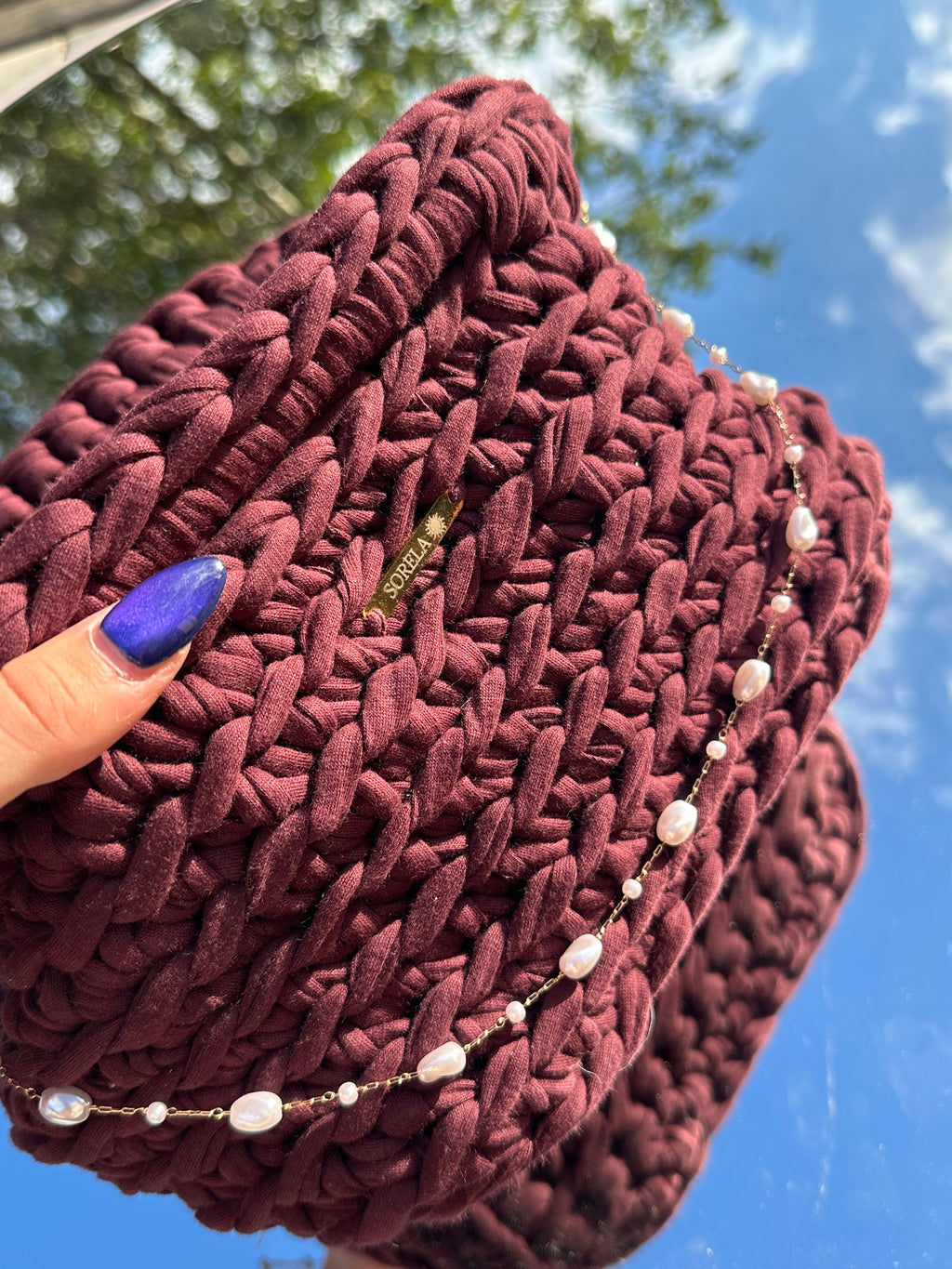 Milan Burgundy Pearl Clutch Bag