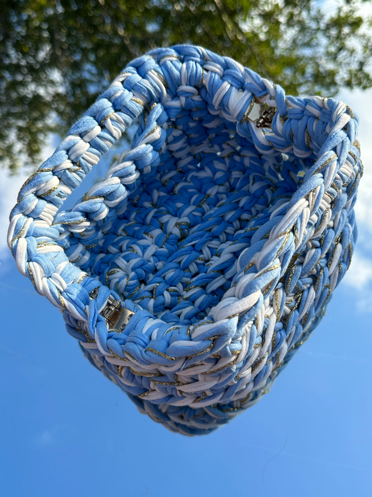 Venice Blue/ White/ Gold Clutch Bag