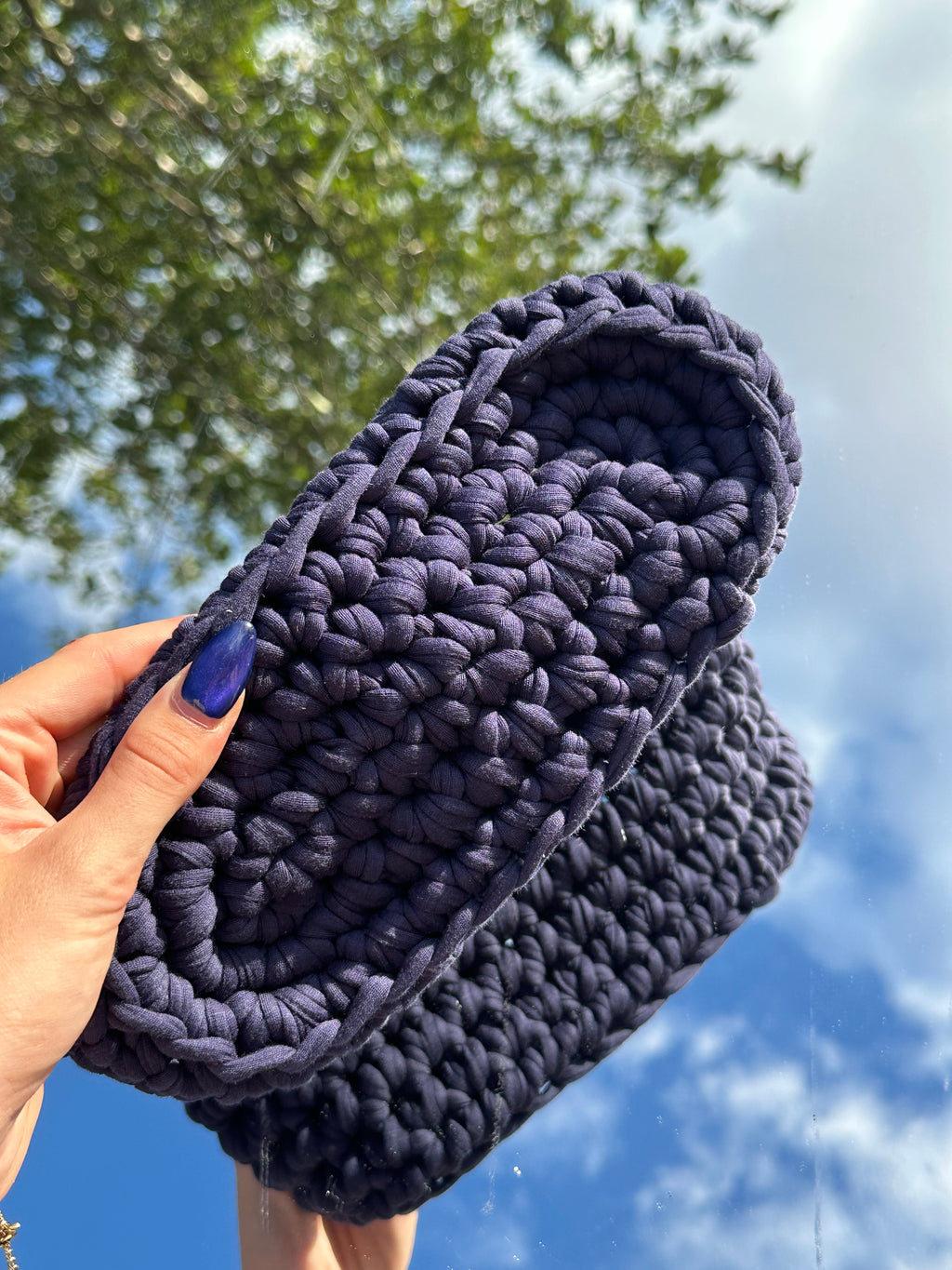 Milan Navy Crystal Handle Bag