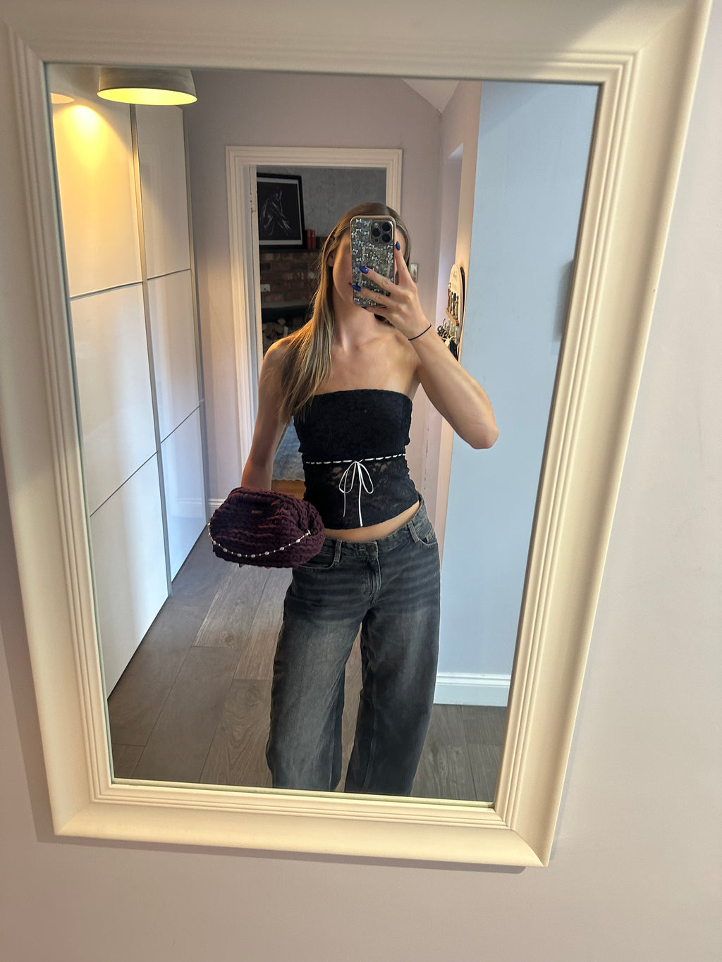 Milan Burgundy Pearl Clutch Bag