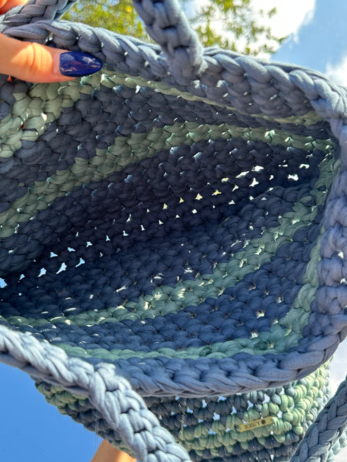 Florence Teal/ Blue Stripe Tote Bag