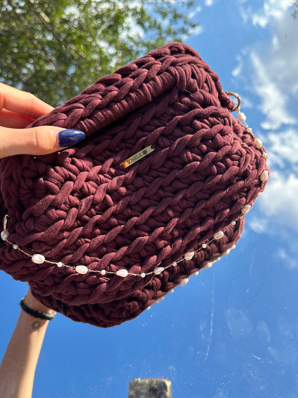Milan Burgundy Pearl Clutch Bag