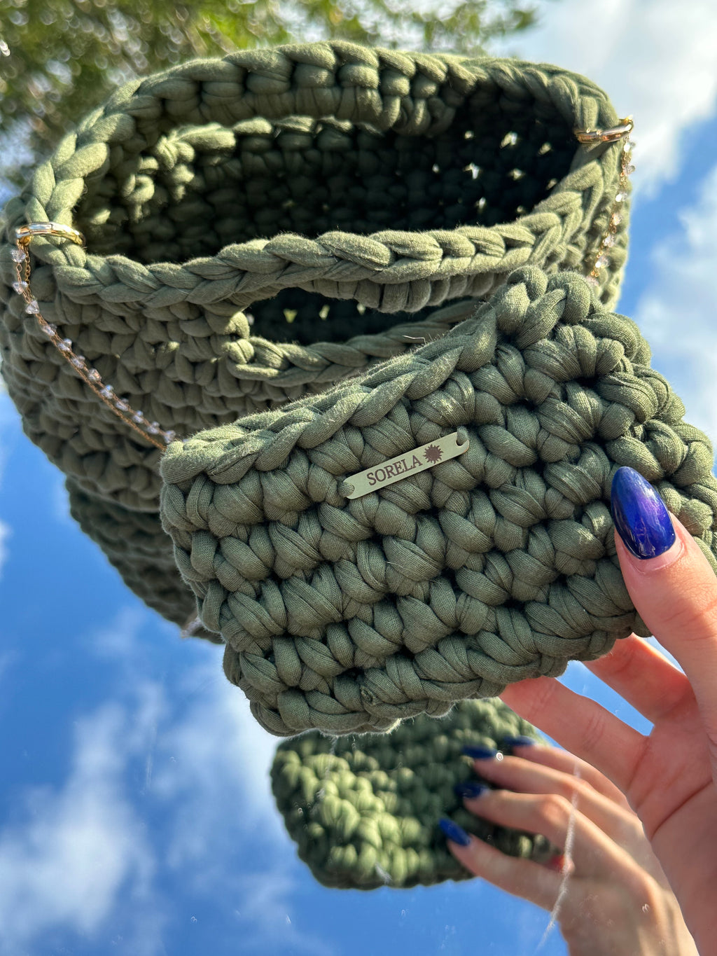 Rome Green Crystal Handle Bag