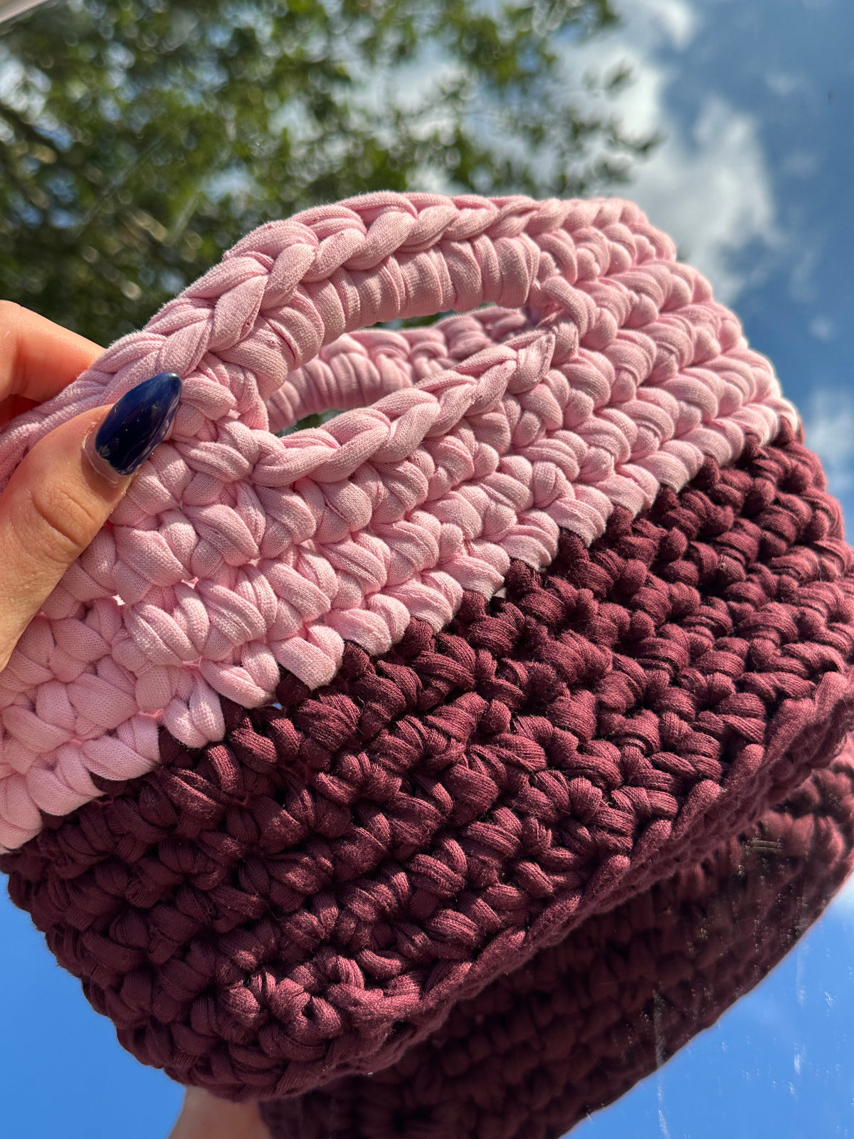 Florence Pink/Burgundy Crystal Handle Bag