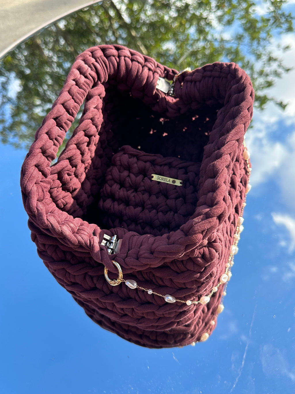 Milan Burgundy Pearl Clutch Bag