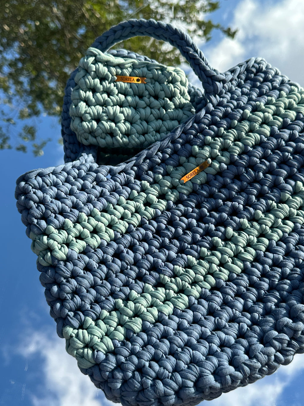 Florence Teal/ Blue Stripe Tote Bag