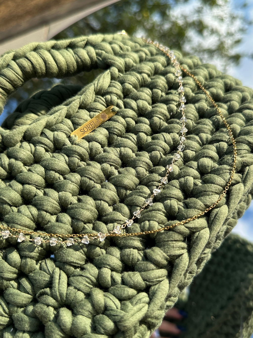 Rome Green Crystal Handle Bag
