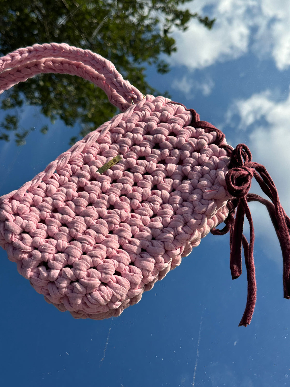 Florence Pink/ Burgundy Bow Shoulder Bag