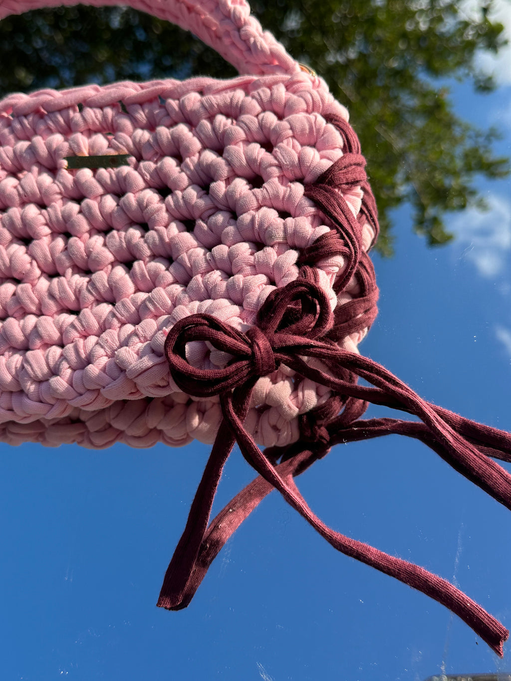 Florence Pink/ Burgundy Bow Shoulder Bag