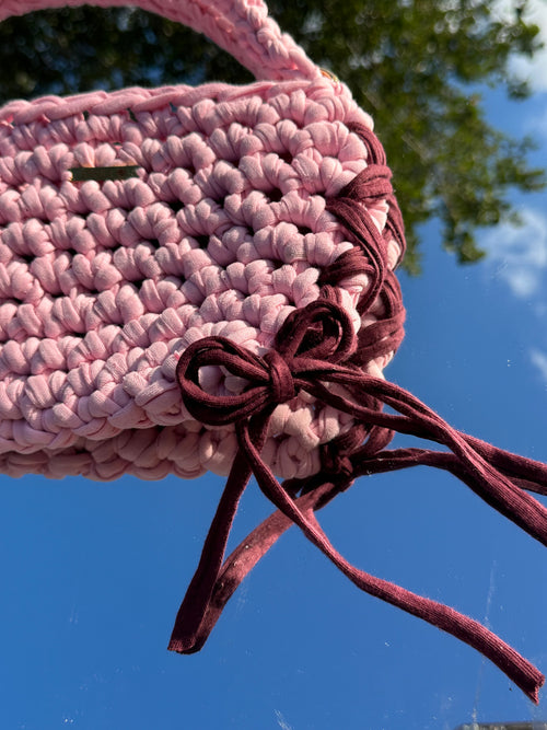 Florence Pink/ Burgundy Bow Shoulder Bag