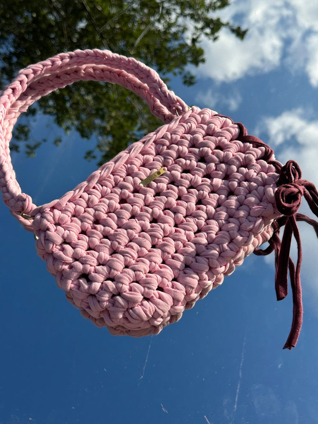 Florence Pink/ Burgundy Bow Shoulder Bag