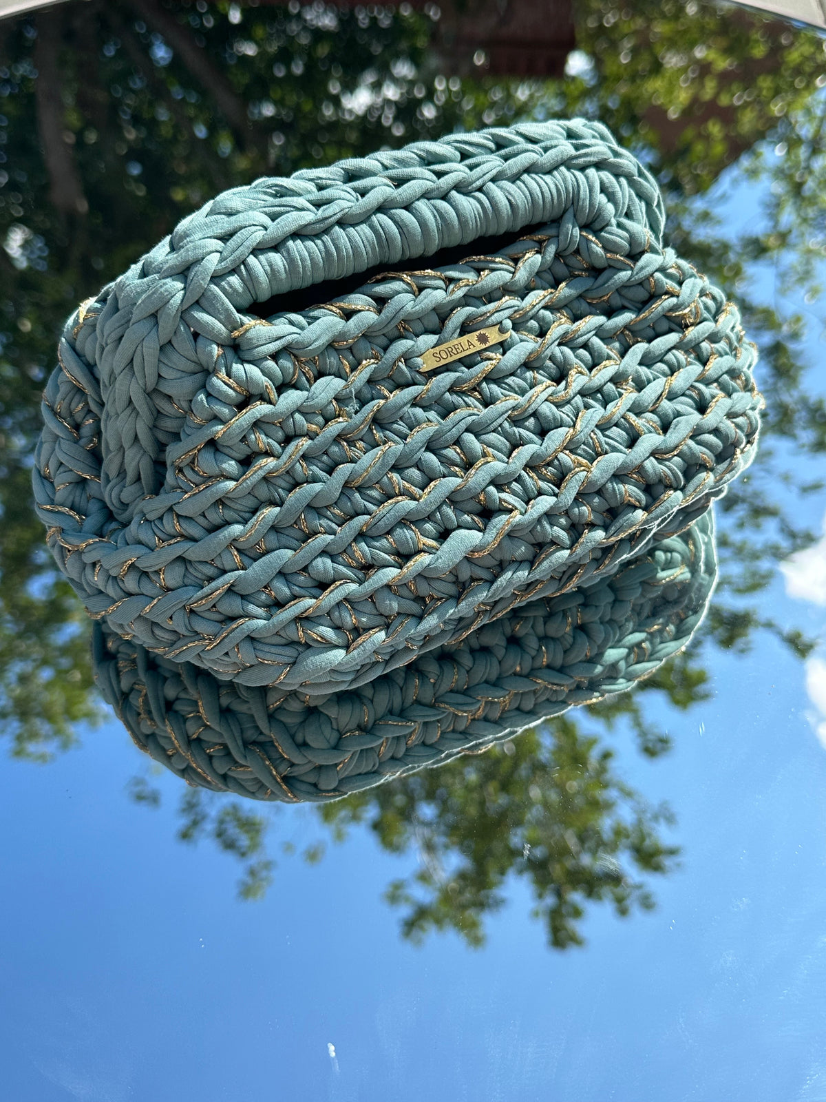 Florence Teal/ Gold Clutch Bag