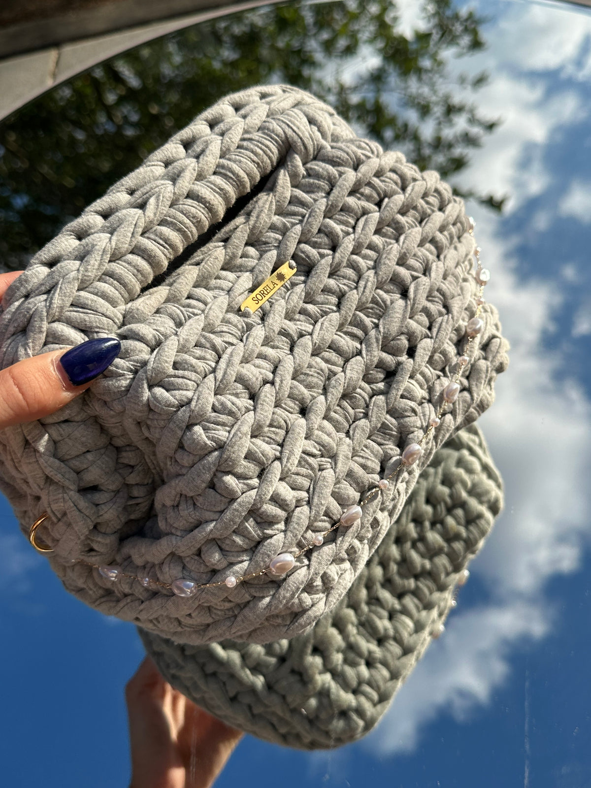 Milan Grey Pearl Clutch Bag