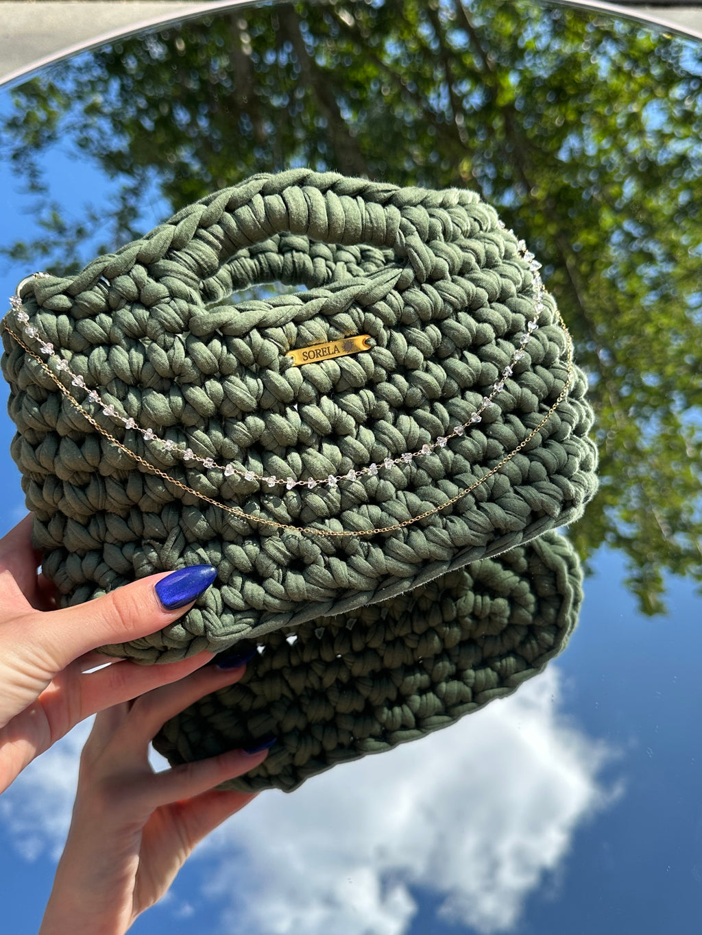 Rome Green Crystal Handle Bag