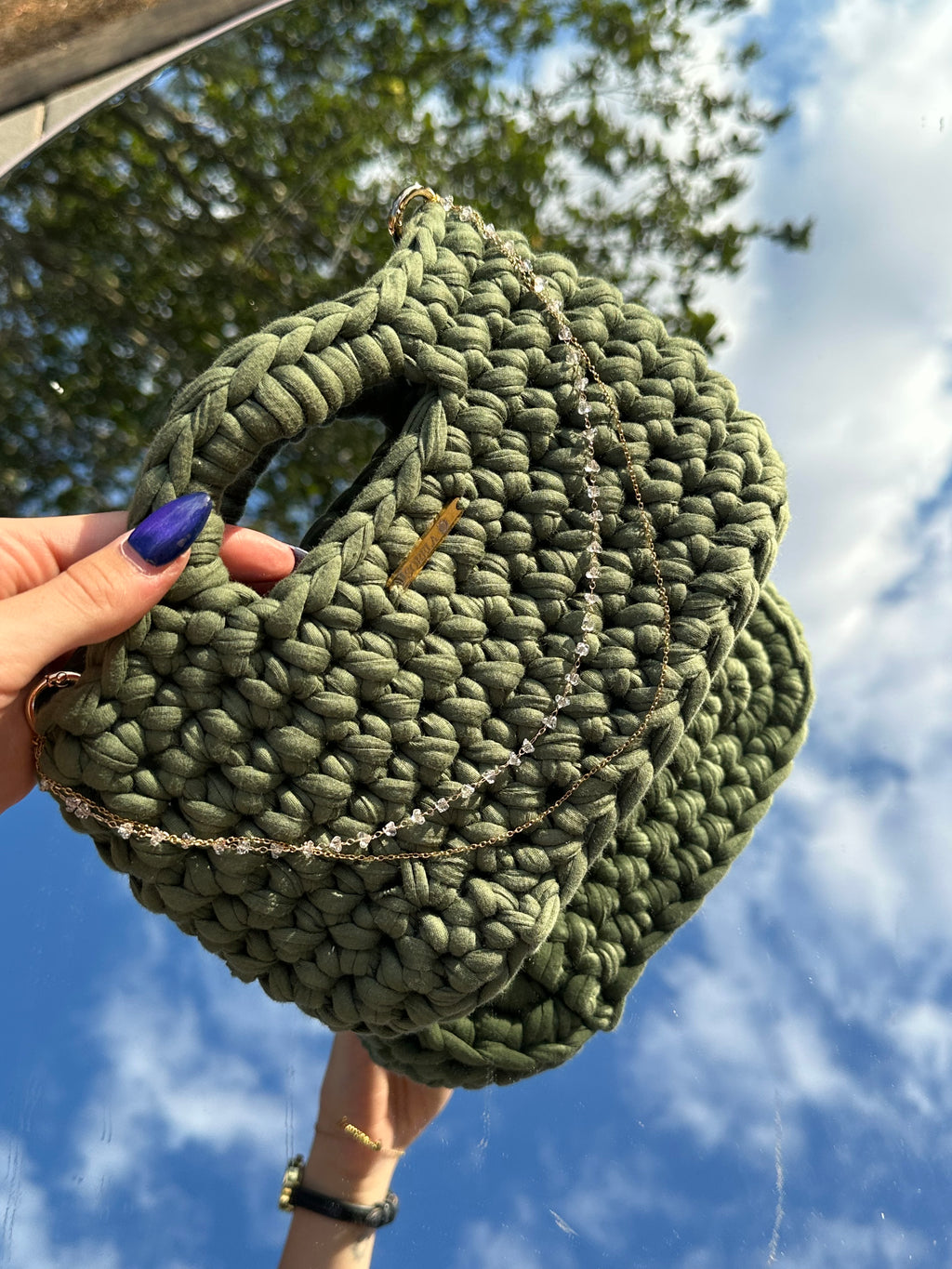 Rome Green Crystal Handle Bag