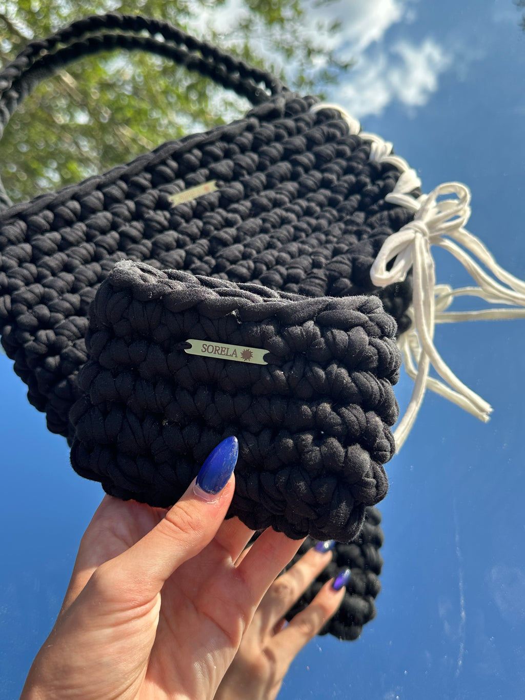 Milan Black/ White Bow Shoulder Bag