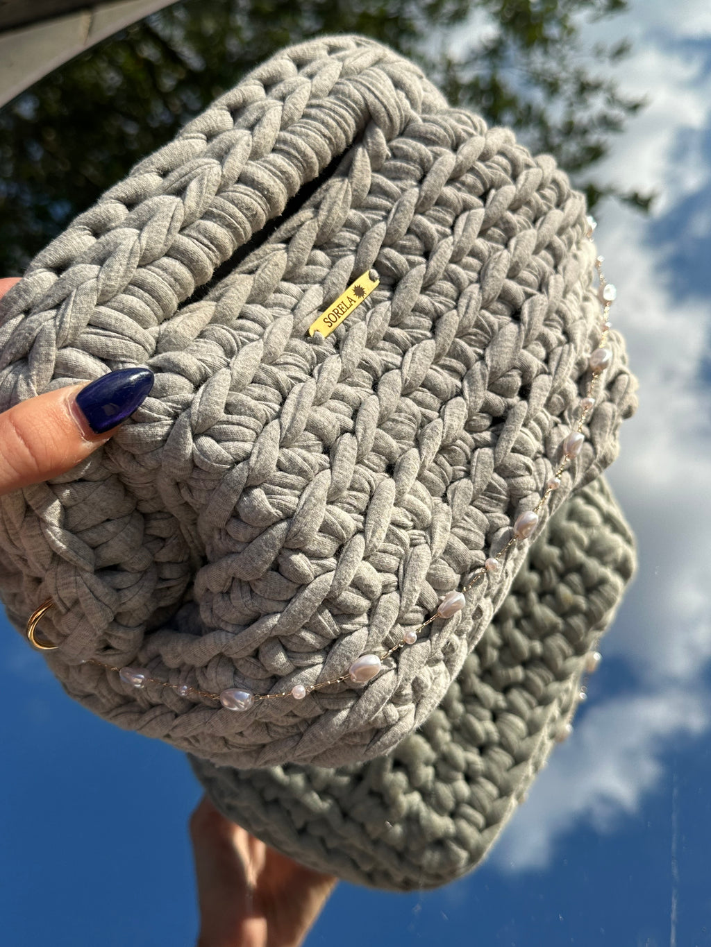 Milan Grey Pearl Clutch Bag