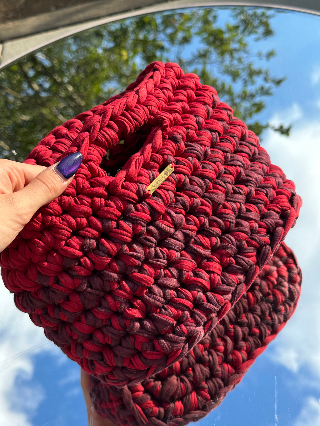 Rome Red/ Burgundy Large Handle Bag