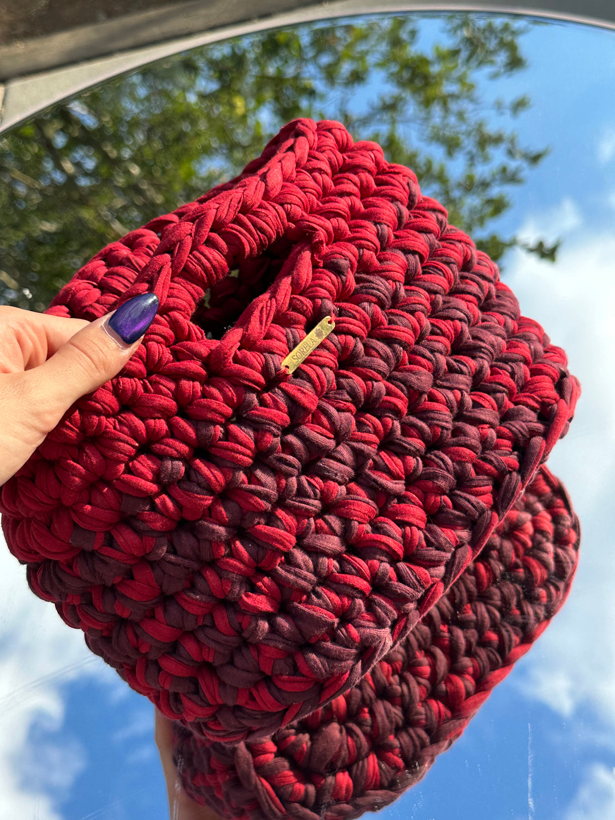Rome Red/ Burgundy Large Handle Bag