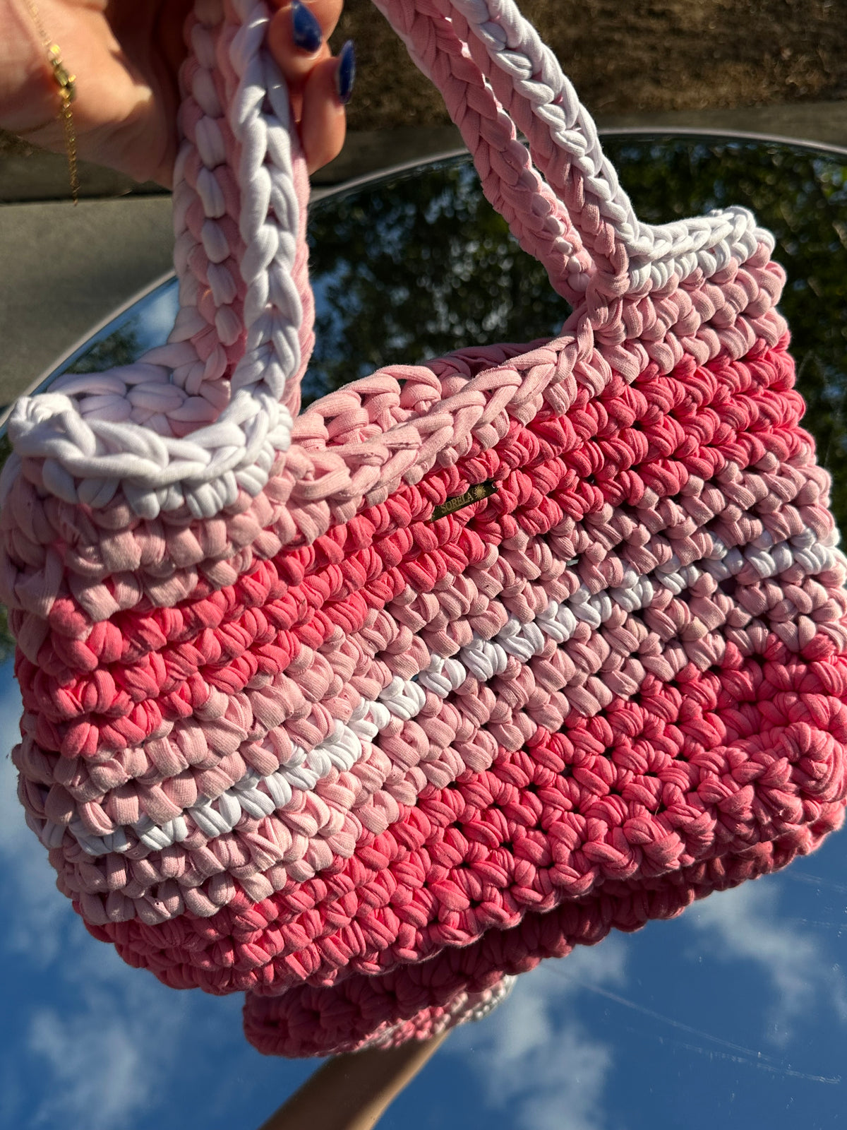 Venice Pink Stripe Tote Bag
