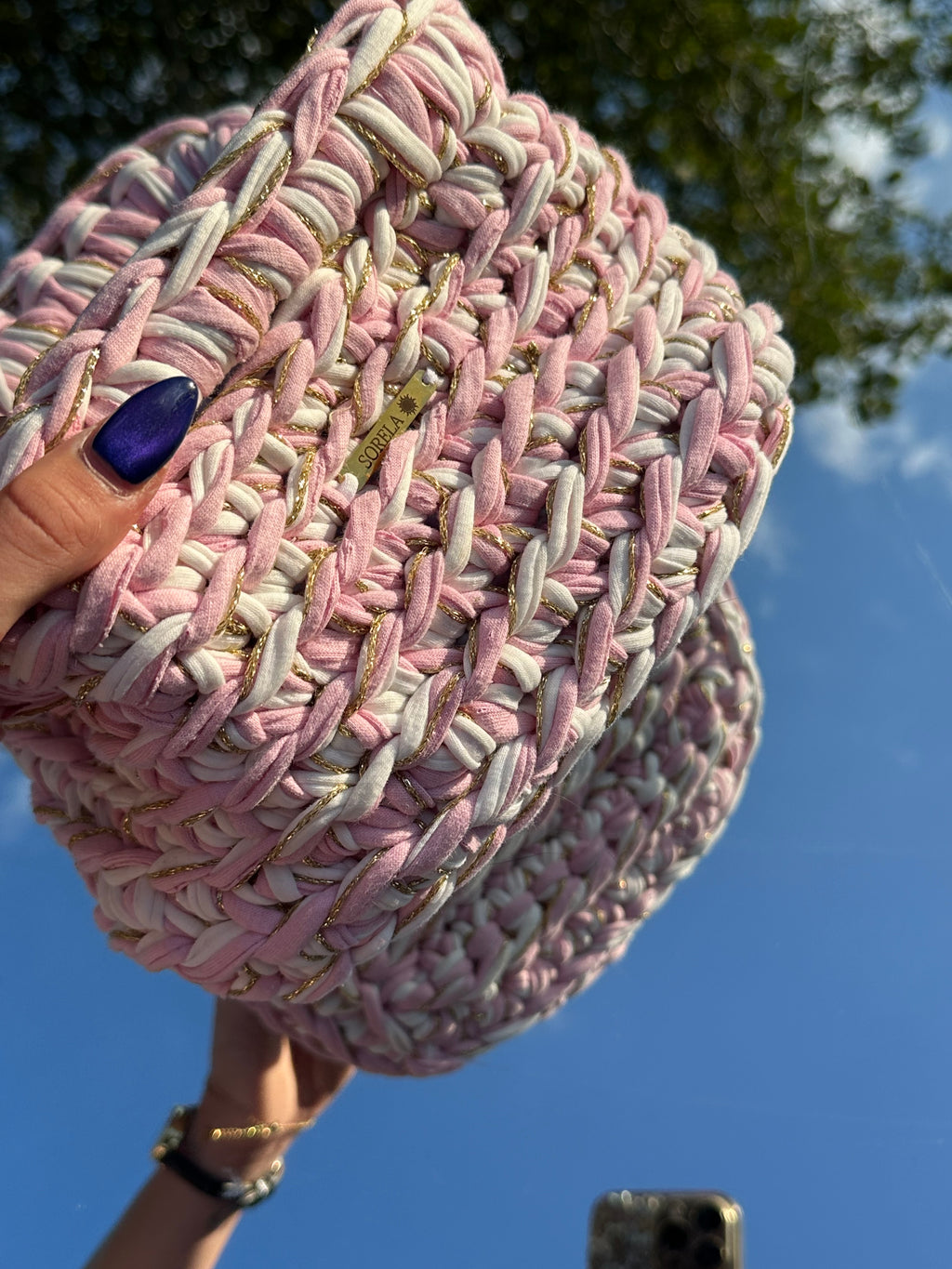 Venice Pink/ White/ Gold Clutch Bag