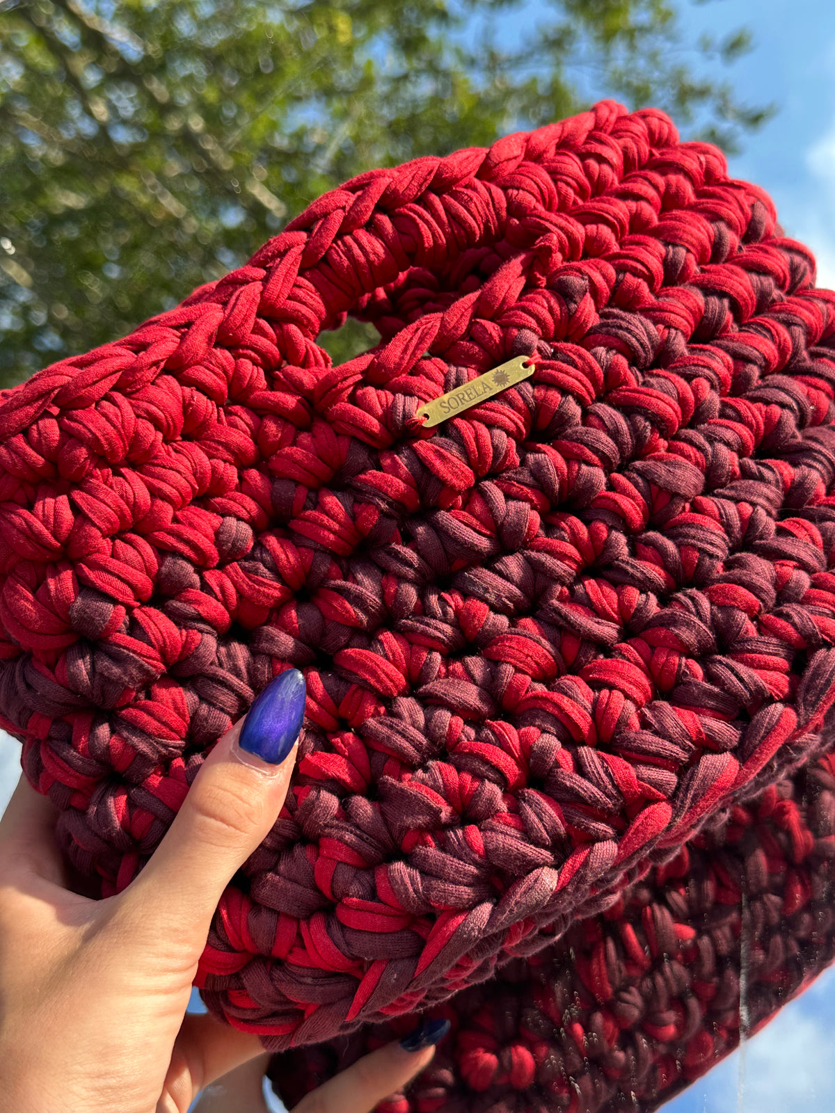Rome Red/ Burgundy Large Handle Bag