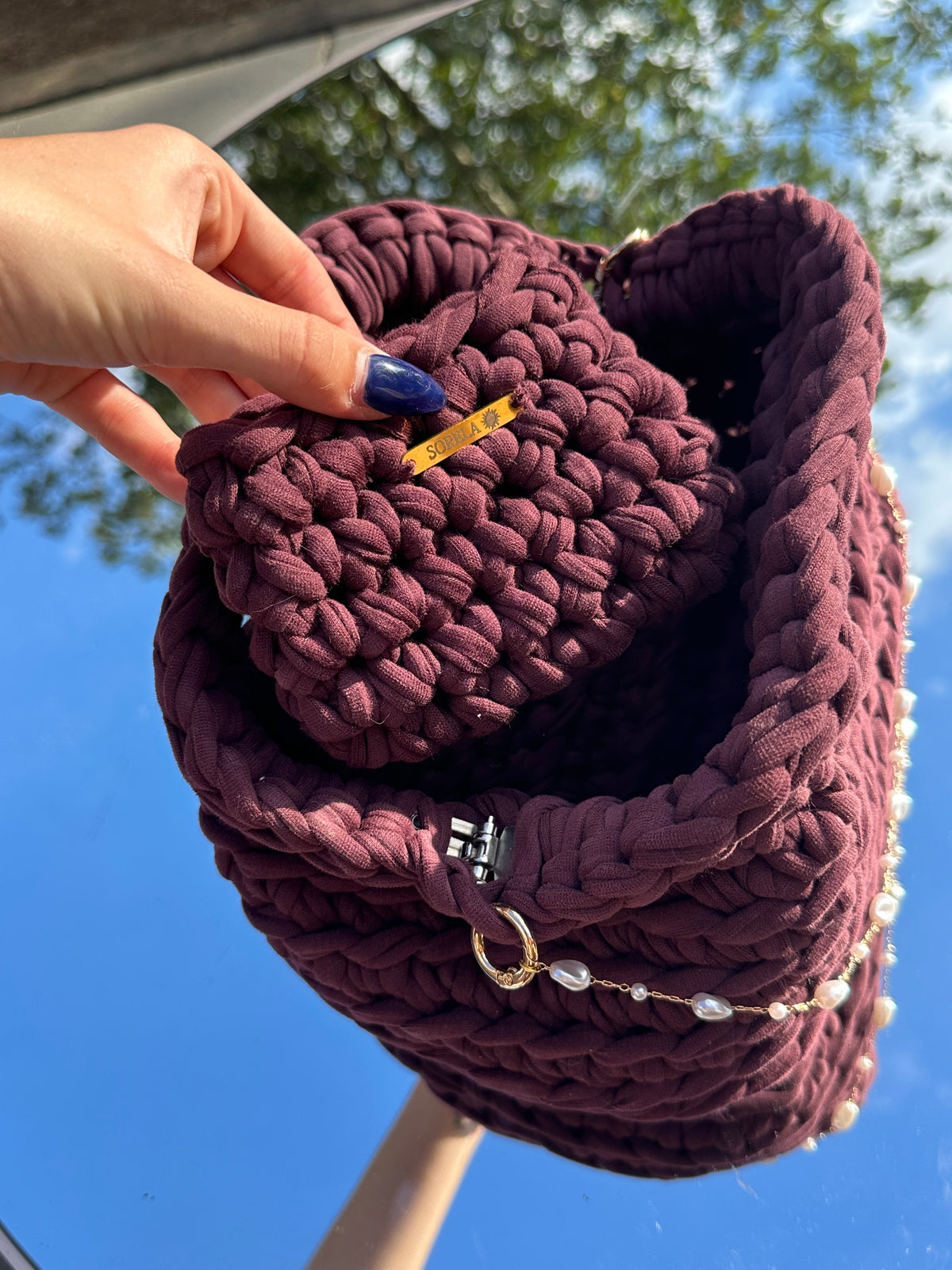 Milan Burgundy Pearl Clutch Bag