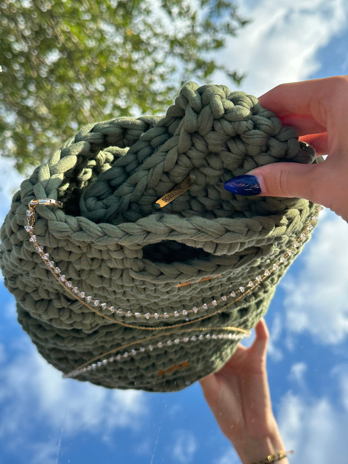 Rome Green Crystal Handle Bag