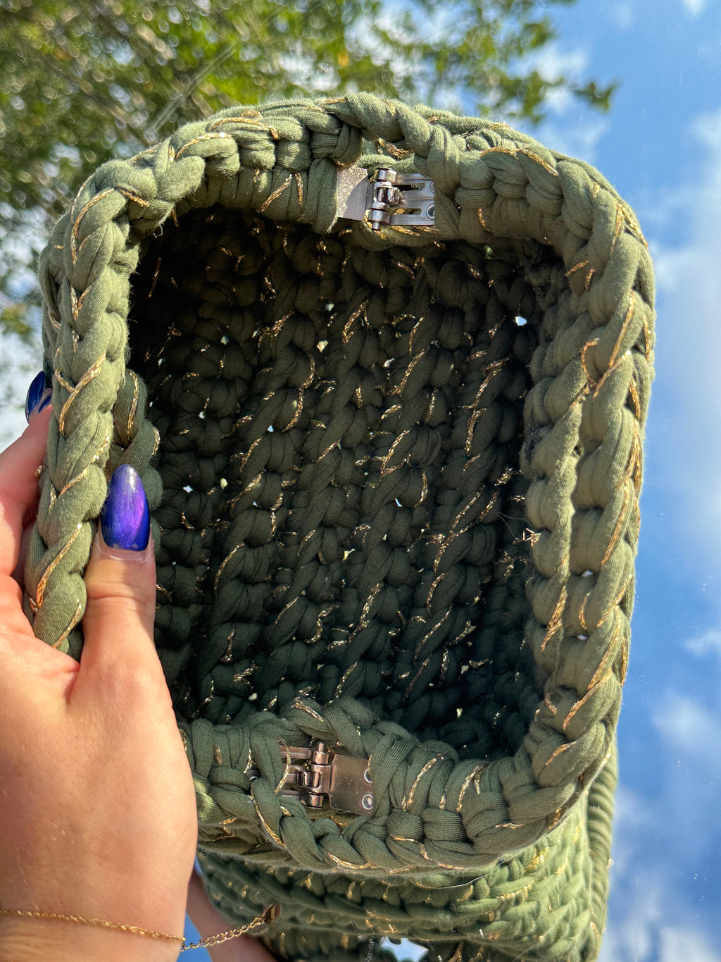 Rome Green/ Gold Clutch Bag