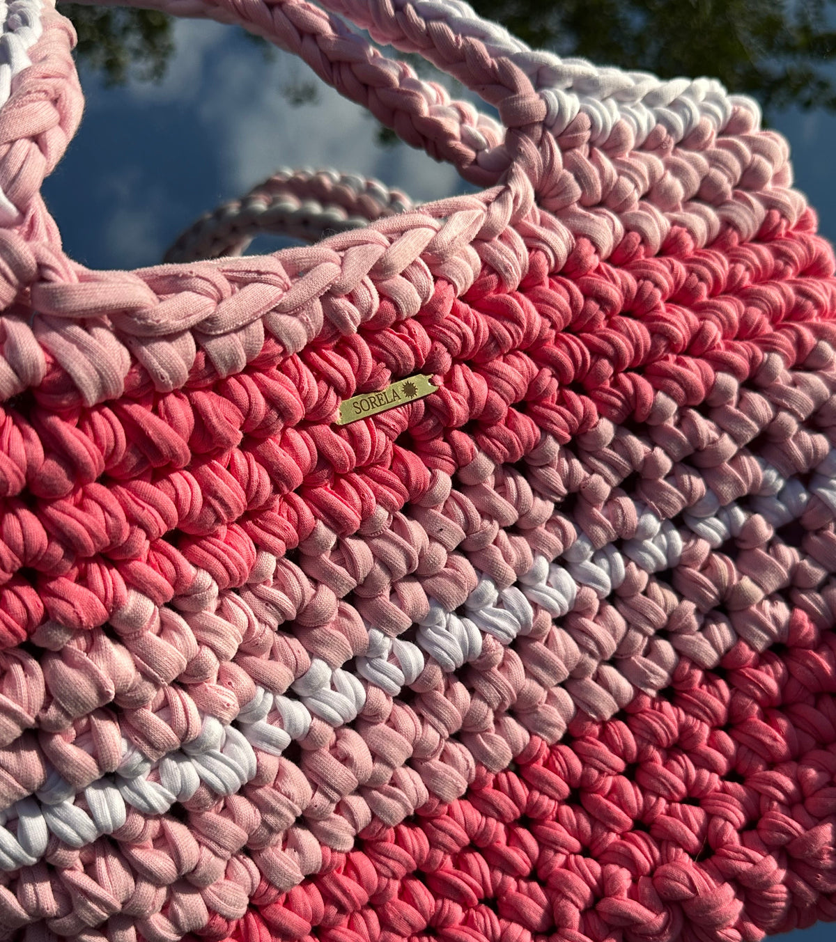 Venice Pink Stripe Tote Bag