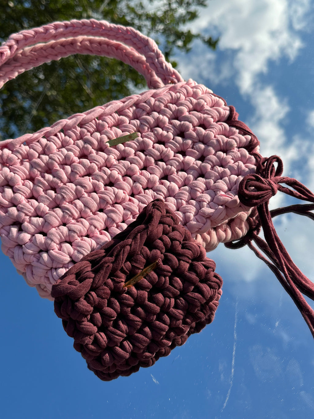 Florence Pink/ Burgundy Bow Shoulder Bag