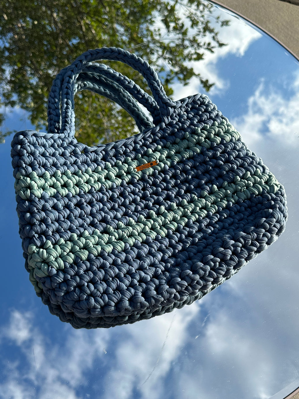 Florence Teal/ Blue Stripe Tote Bag
