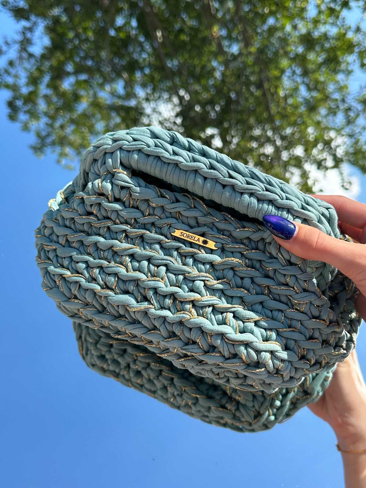 Florence Teal/ Gold Clutch Bag