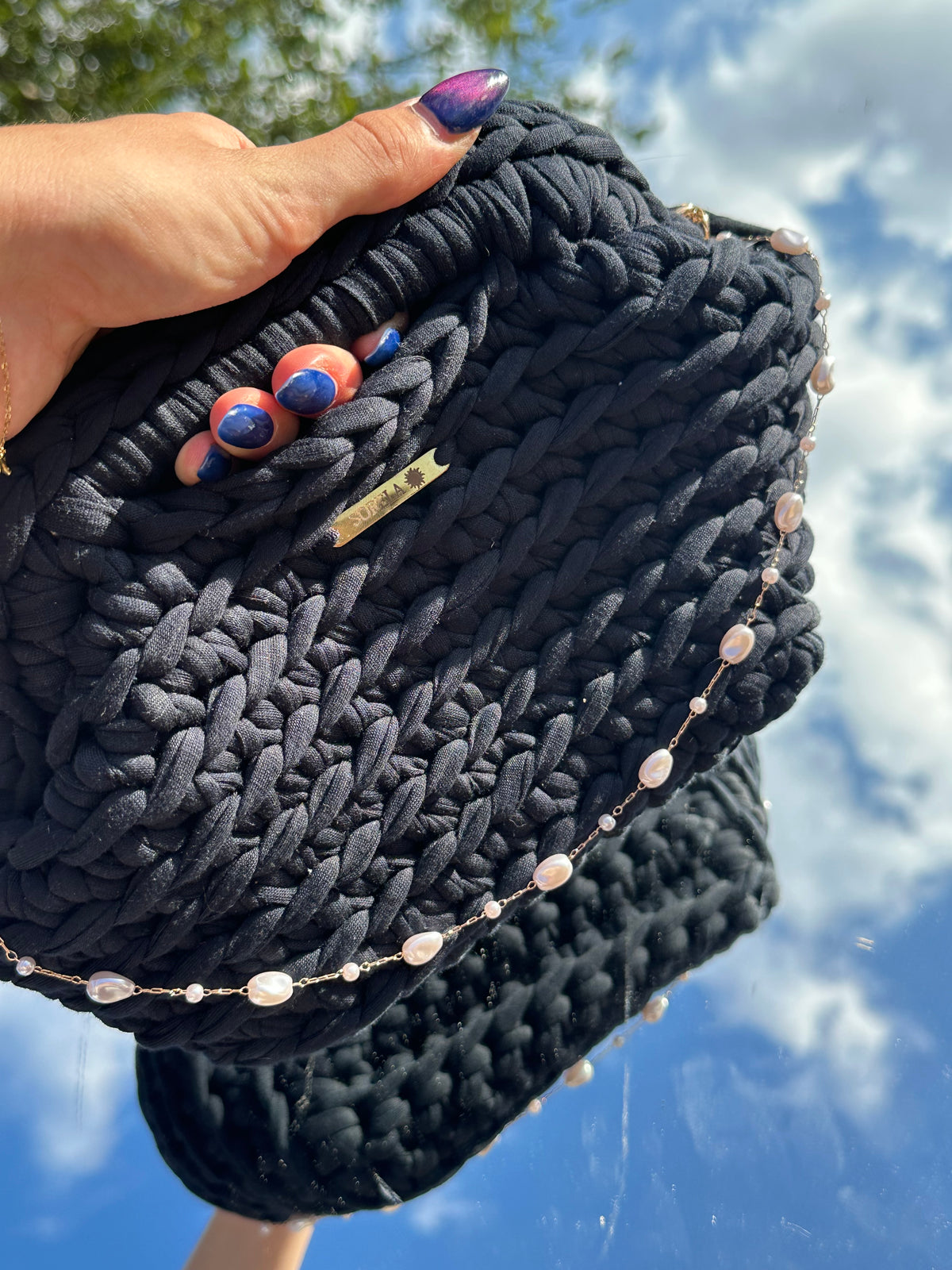 Milan Black Pearl Clutch Bag