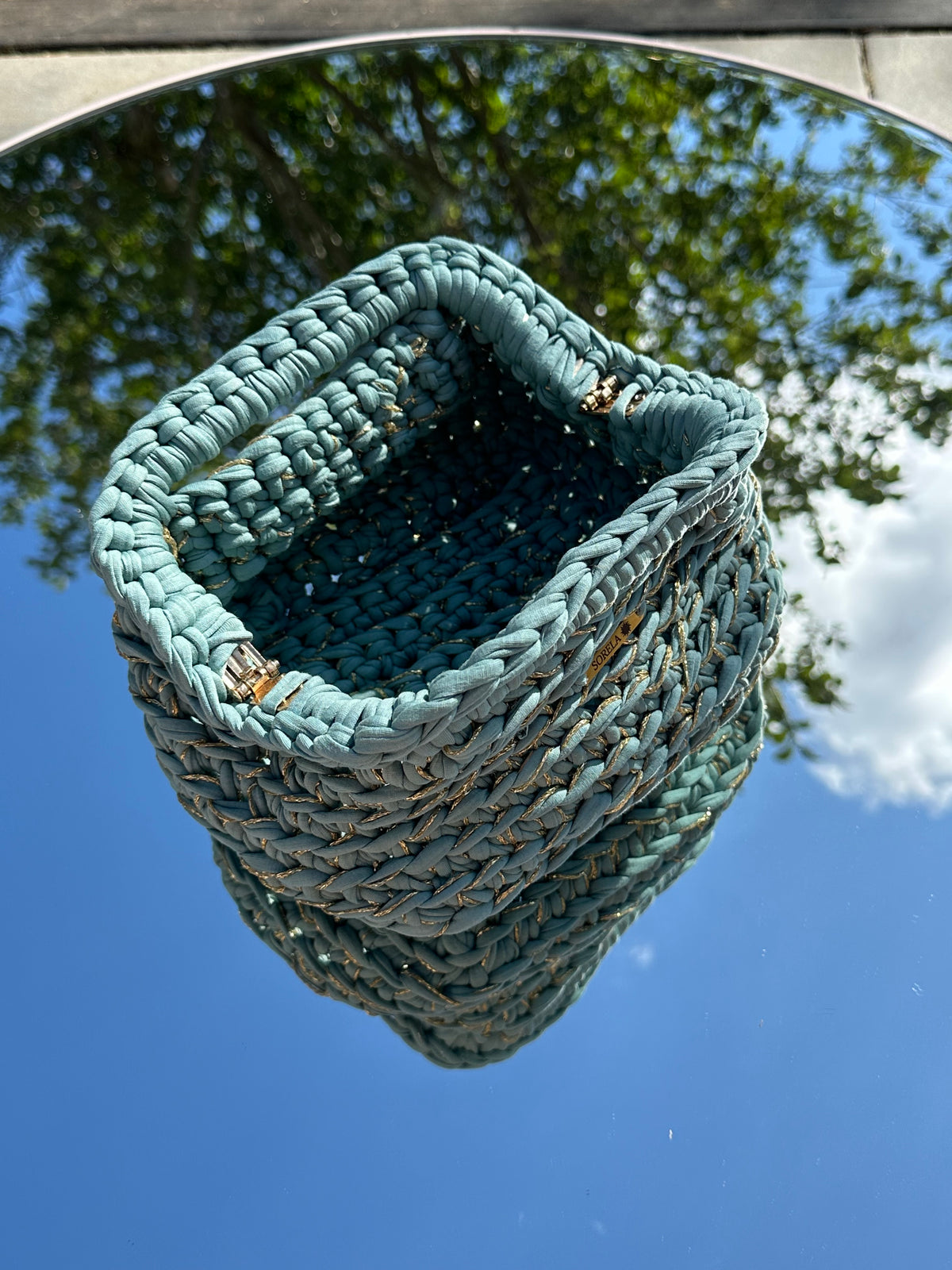 Florence Teal/ Gold Clutch Bag