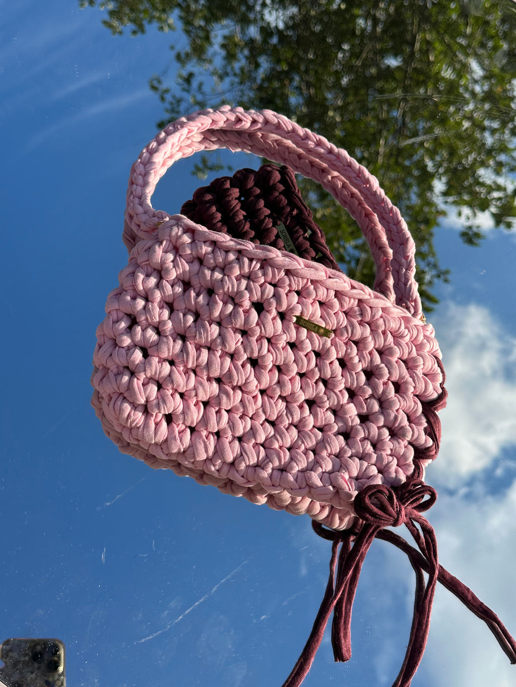 Florence Pink/ Burgundy Bow Shoulder Bag