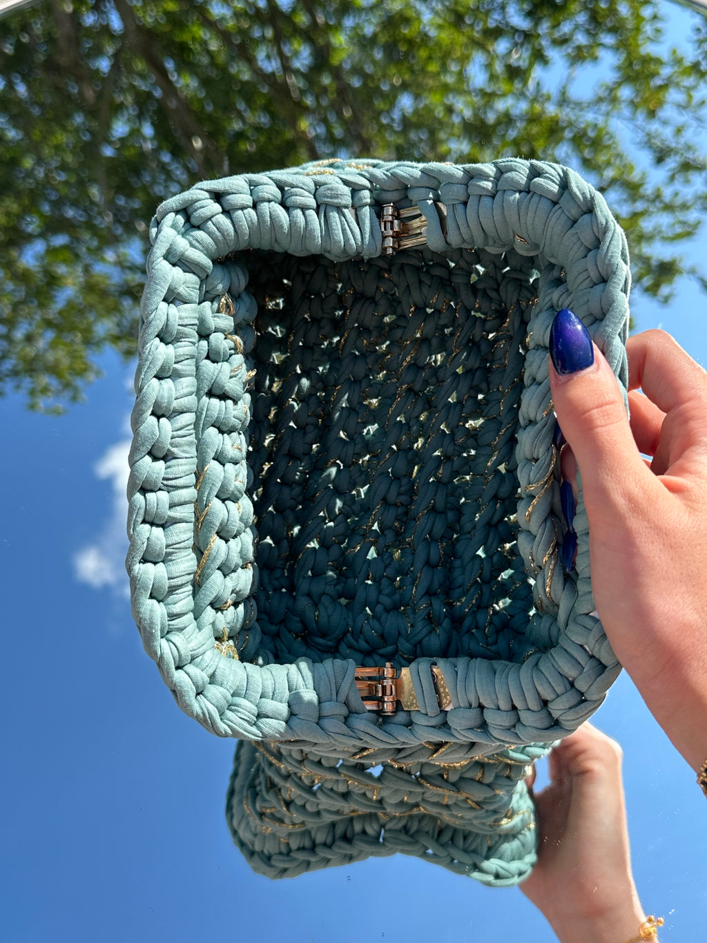 Florence Teal/ Gold Clutch Bag